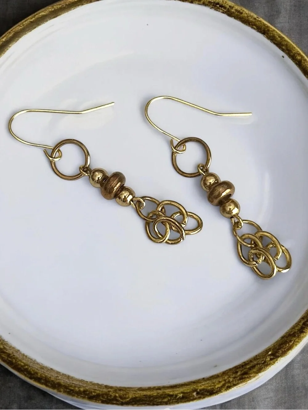 5 For $25💫Alternative Brassy Gold Beaded Ball Dangles Earrings